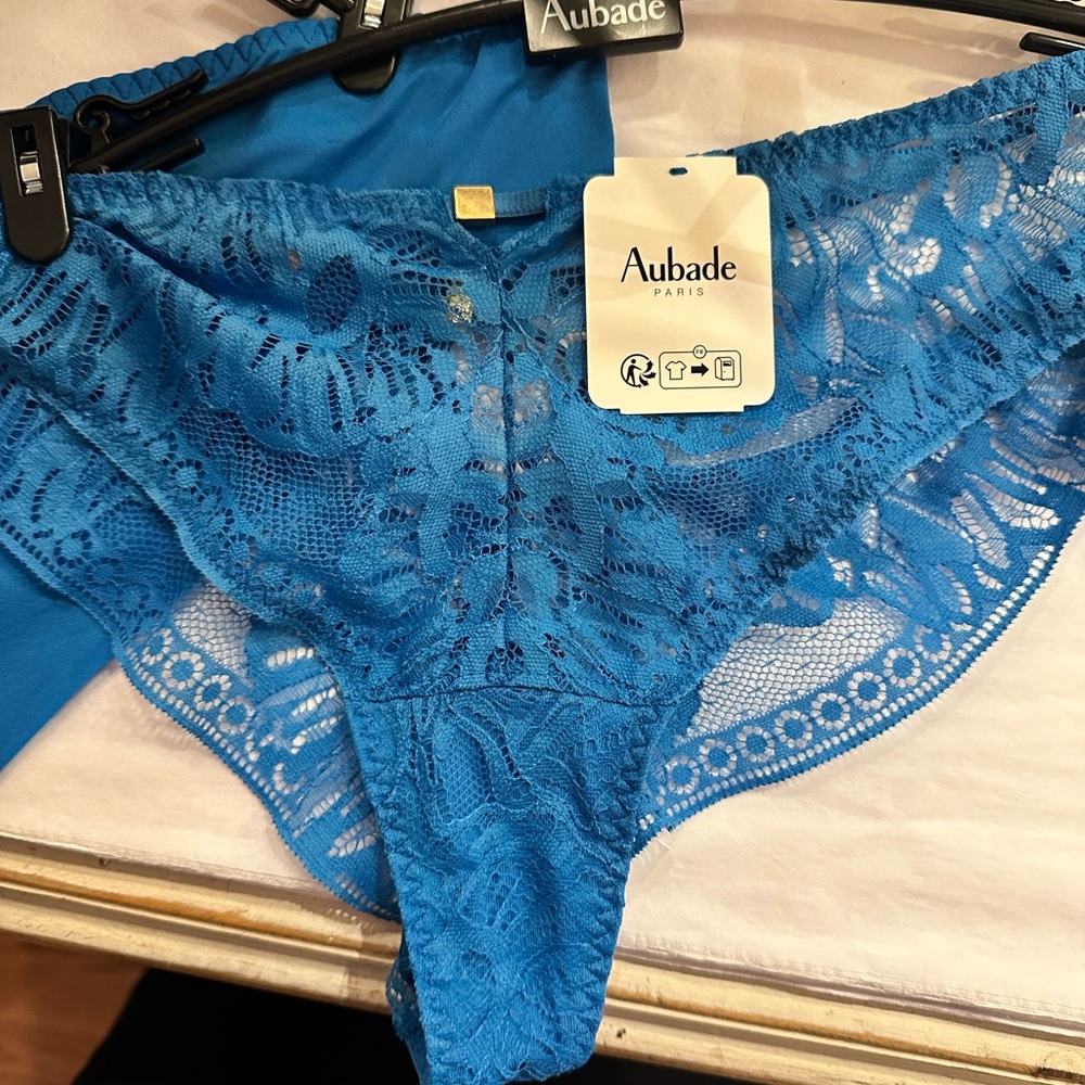 Aubade Love Soul Azure Blue Lace Tanga Thong